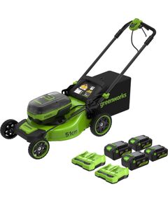 Akumulatora zāles pļāvēja pašgājējs Greenworks LM5112SA1; 48 V; 4x4,0 Ah akum. Газонокосилки
