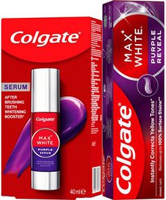 Colgate Max White Purple - Sada na bělení zubů Smaržas - NESAKĀRTOTS