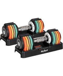 Automātiski regulējamas čuguna hanteles, komplekts 2x5 kg, 1kg soli, REBEL ACTIVE Гантели и наборы