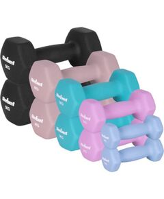HEX čuguna neoprēna hanteļu komplekts 30kg (2x1kg+2x2kg+2x3kg+2x4kg+2x5kg), REBEL ACTIVE Гантели и наборы
