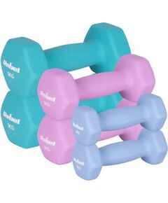 HEX čuguna neoprēna hanteļu komplekts 12kg (2x1kg+2x2kg+2x3kg), REBEL ACTIVE Гантели и наборы