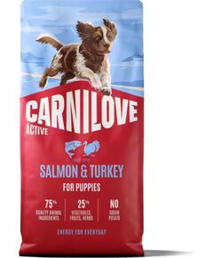 CARNILOVE ACTIVE Dog Dry  Made with Salmon & Turkey  for Puppies   12 kg Suņu barība