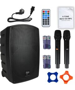 V-TONE BQ12 GO MP3 - active 8" battery-powered speaker with wireless microphone and remote control, black DJ tehnika