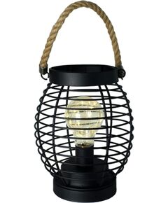 Dārza Laterna ar LED uz baterijām, 18x18x19cm, melna Āra apgaismojums