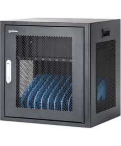 Manhattan Laptop Charging Cabinet Desktop via AC Adapter (EU) 10-bay, Install device's AC Adapter (power cables) into unit, Suitable for ALL laptops (to 16"), iPads, MacBooks, Chromebooks, other portable devices, Bays 380x30x280mm, Cart, Lockable Зарядные устройства