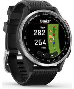 Часы Garmin Approach S44 часы, серебристый алюминиевый ободок с черным силиконовым ремешком Велосипеды