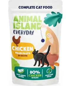 ANIMAL ISLAND Everyday kurczak szarpane fileciki w rosole karma mokra dla kota 85g Barība