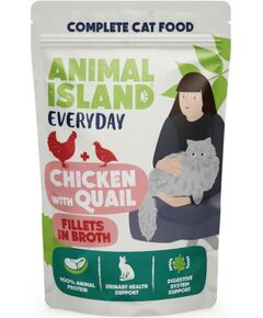 ANIMAL ISLAND Everyday kurczak przepiórka fileciki w rosole dla kota 85g Barība