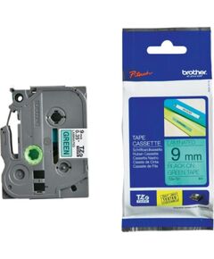 Lenta BROTHER TZE-721 (9 mm x 8 m) melni burti uz zaļa fona Jaunumi - Birojam