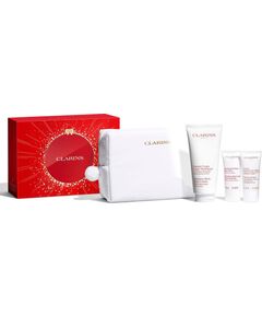 Clarins Set Clarins: Moisture-Rich, Shea Butter, Moisturising, Body Lotion, Body, 200 ml + Jeunesse Des Mains, Softening, Hand Cream, 30 ml + Gommage, Exfoliating, Body Scrub, 30 ml + Clarins, Zippered, GWP Textile Pouch, White For Women Smaržas - NESAKĀRTOTS
