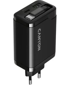 CANYON charger OnCharge 65RC Build-In Cable USB-C 65W 1xPD 1xQC EU Black Новинки Компьютерная техника