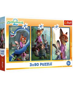 TREFL DISNEY Pužļu komplekts Zootropole, 3x80 gab. Puzles