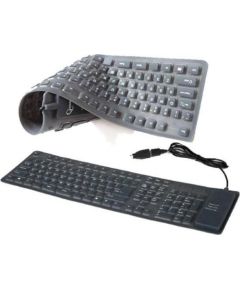 KEYBOARD FLEXIBLE USB/PS2 ENG/BLACK KB-109F-B GEMBIRD