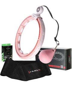 HULA HOOP MAGNĒTISKĀ ROZĀ RINKA KOMPLEKTS HHM15 AR SVARU + SKAITĪTĀJU HMS + VIDUKĻA ATBALSTU BR163 MELNS PLUZ IZMĒRS Fitnesa preces