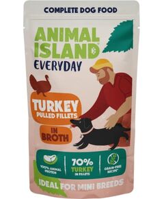 ANIMAL ISLAND Everyday szarpane fileciki w rosole indyk 150g Suņu barība