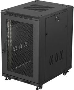 19" 18U 600 × 800 BLACK FLOOR-STANDING RACK CABINET WITH PERFORATED DOOR, LANBERG (FLAT PACK) Serveru komponentes