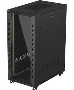 19" 27U 600 × 1000 BLACK FLOOR-STANDING RACK CABINET WITH GLASS DOOR, LANBERG (FLAT PACK) Serveru komponentes