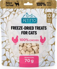 PETITTO Liofilizowany kurczak w kostkach 70g Suņu barība