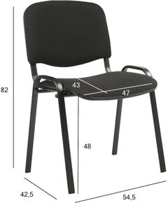 Стул для посетителей ISO 54,5x42,5xH82/47cм, сиденье: ткань, цвет: чёрный, рама: чёрный Новинки Для дома и сада 