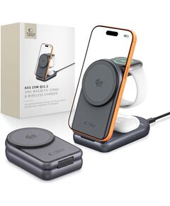 Tech-Protect   Tech-Protect A53 3in1 MagSafe 25W QI2.2 Wireless Charger - Dark Gray Дата USB-кабели