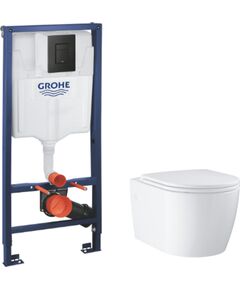 Grohe komplekts - pods ar QR/SC vāku BauCeramic rimless, rāmis Solido, taustiņš Even, stiprinājumi Встроенные фреймы
