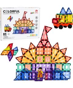 LeanToys Klocki Magnetyczne Konstrukcyjne Panele 3D Kreatywne STEM Kolorowe 85 el. Konstruktori 