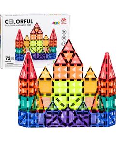 LeanToys Klocki Magnetyczne Konstrukcyjne Panele 3D Kreatywne STEM Kolorowe 73 el. Konstruktori 