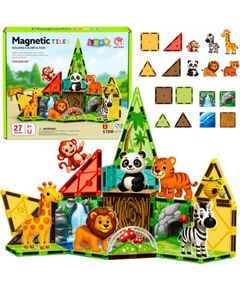 LeanToys Klocki Magnetyczne Konstrukcyjne Dzikie Zwierzęta Dżungla ZOO 27 el. Конструкторы