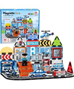 LeanToys Klocki Magnetyczne Konstrukcyjne Baza Policyjna Pojazdy Policjant 44 el. Konstruktori 
