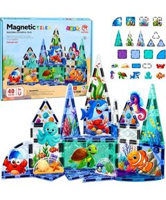 LeanToys Klocki Magnetyczne Konstrukcyjne Zwierzęta Morskie Ocean 40 el. Konstruktori 