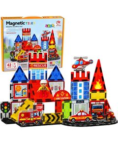 LeanToys Klocki Magnetyczne Konstrukcyjne Baza Strażacka Straż Pożarna 42 el. Konstruktori 