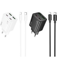 Hoco   Phone charger Hoco 2 x USB C + 2 x USB A QC3.0 PD 3A 30W + cable USB C to Lightning N56 white Зарядные устройства