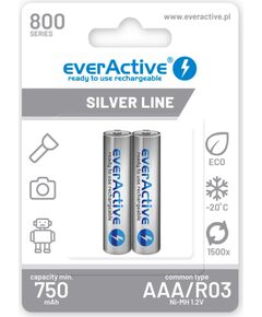 Rechargeable batteries everActive Ni-MH R03 AAA 800 mAh Silver Line - 2 pieces Baterijas un akumulatori
