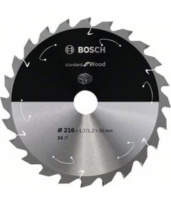 Griešanas disks kokam Bosch Standard for Wood 2608837721; 216 mm Zāģripas