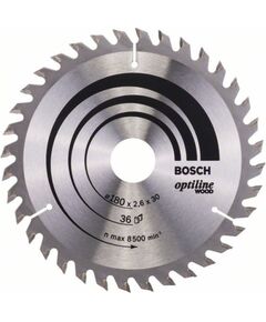 Griešanas disks kokam Bosch OPTILINE WOOD; 180x2,6x30,0 mm; Z36; 15° Zāģripas