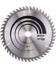 Griešanas disks kokam Bosch OPTILINE WOOD; 190x2,6x20,0 mm; Z48; 15° Zāģripas