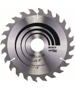 Griešanas disks kokam Bosch OPTILINE WOOD; 165x2,6x30,0 mm; Z24; 15° Zāģripas