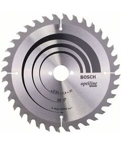 Griešanas disks kokam Bosch OPTILINE WOOD; 230x2,8x30,0 mm; Z36; 15° Zāģripas