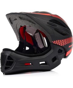 Velosipēdu ķivere pilnai sejai Meteor Lupus S 48-52 cm melna/sarkana Велосипедные шлемы