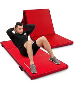 Saliekams sporta zāles matracis ar Velcro aizdari (ciets) 180 x 60 x 5 - sarkans - Marbo Sport Vingrošanas paklājiņi