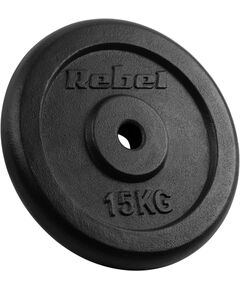 Čuguna atsvaru komplekts 2x15kg, 31mm caurums, klasiskā plāksne, REBEL ACTIVE Hanteles
