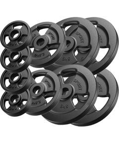 Trīskāršās satvēriena svaru disku komplekts no čuguna 29 kg / 4 x 5 kg + 2 x 2,5 kg + 4 x 1 kg - Marbo Sport Hanteles