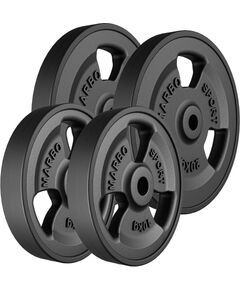 30mm svara diski Tri-Grip rubberized cast iron weight plates set 60 kg / 2 x 20 kg + 2 x 10 kg - Marbo Sport Hanteles