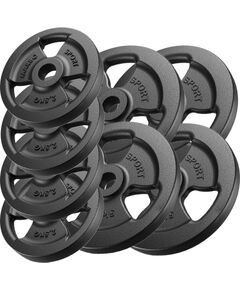 30mm svara diski Tri-Grip weight plates made of cast iron set 30 kg / 4 x 5 kg + 4 x 2.5 kg - Marbo Sport Hanteles