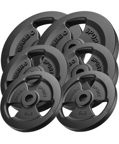 Tri-Grip svaru disku komplekts no čuguna 60 kg / 2 x 15 kg + 2 x 10 kg + 2 x 5 kg - Marbo Sport Hanteles