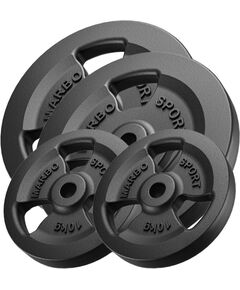 30mm svara diski Tri-Grip weight plates made of cast iron set 60 kg / 2 x 20 kg + 2 x 10 kg - Marbo Sport Hanteles