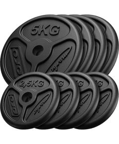 Čuguna svaru disku plāns komplekts 30 kg / 4 x 5 kg + 4 x 2,5 kg - Marbo Sport Hanteles