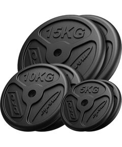 Čuguna svaru disku plāns komplekts 60 kg / 2 x 15 kg + 2 x 10 kg + 2 x 5 kg - Marbo Sport Hanteles
