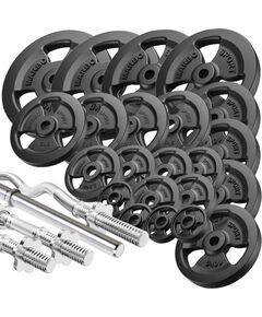 Pastiprinātu rokturu un svaru komplekts 172 kg - Marbo Sport Hanteles