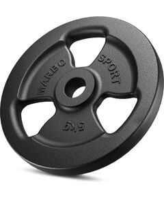 Standarta čuguna Tri Grips svara plāksne 5 kg ar ø31 mm urbumu - Marbo Sport Hanteles